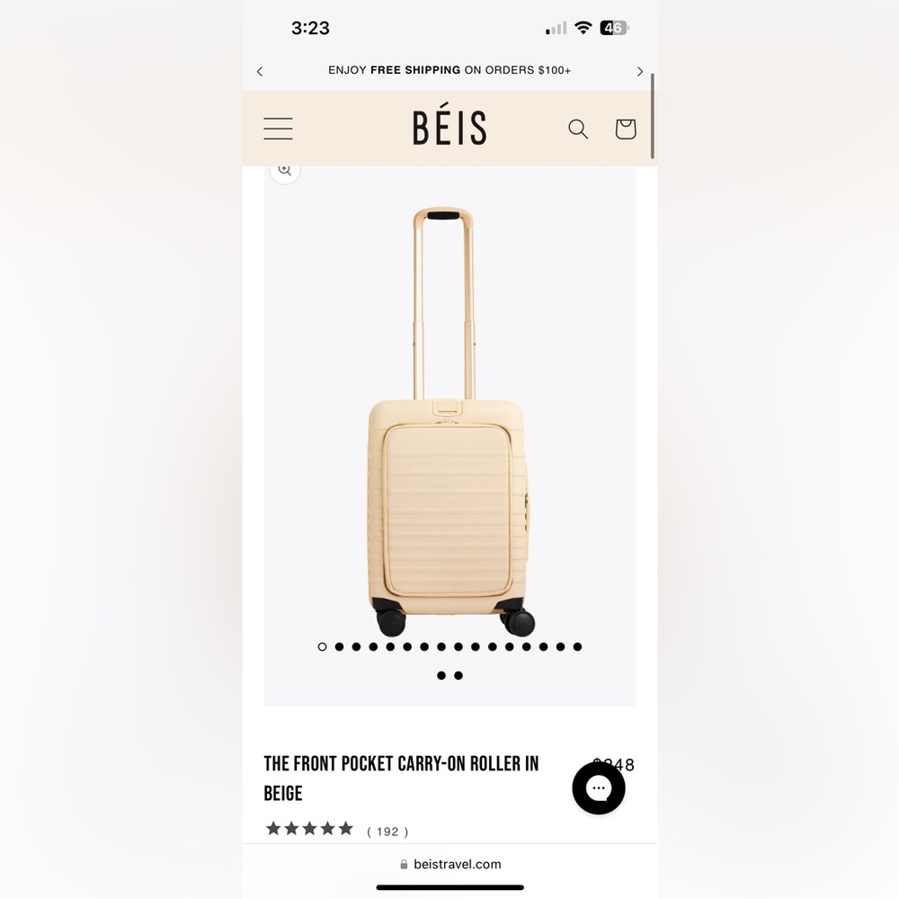 Beis front pocket carry on roller in beige
